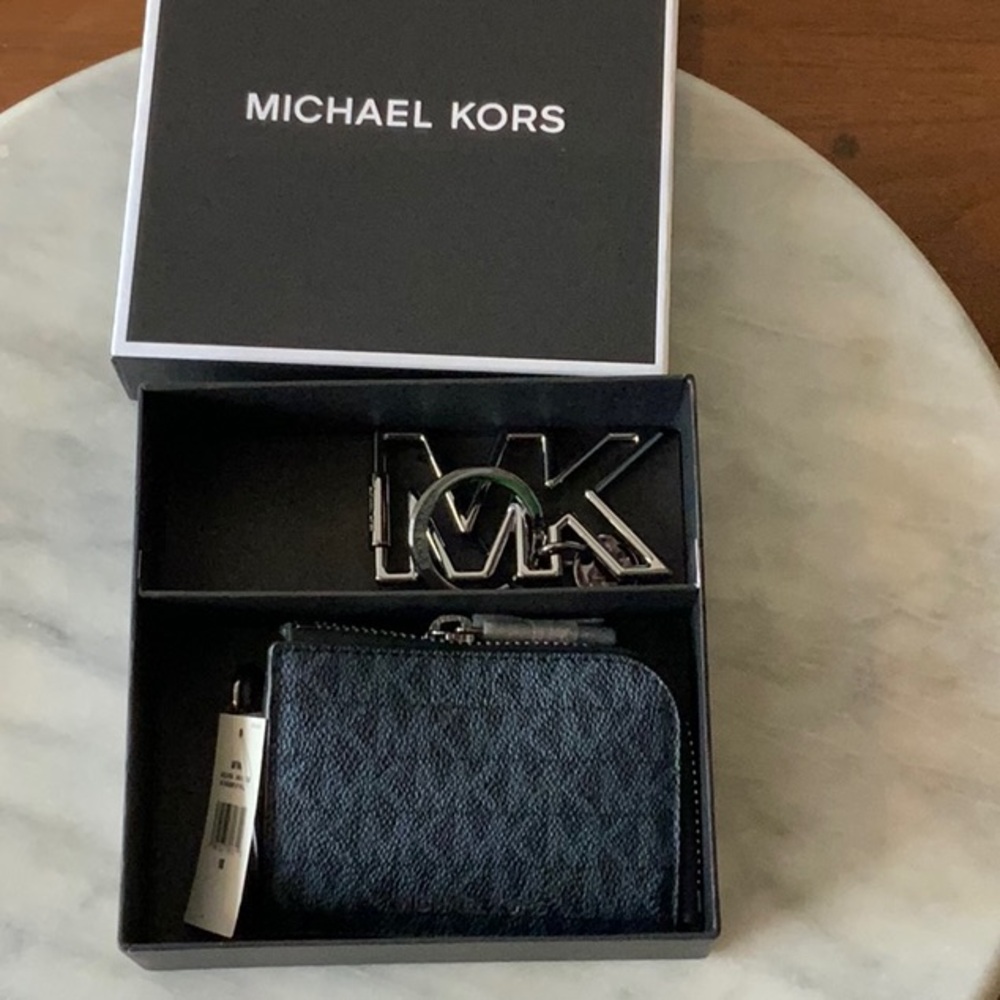 Michael Kors blue Leather Keychain Wallet